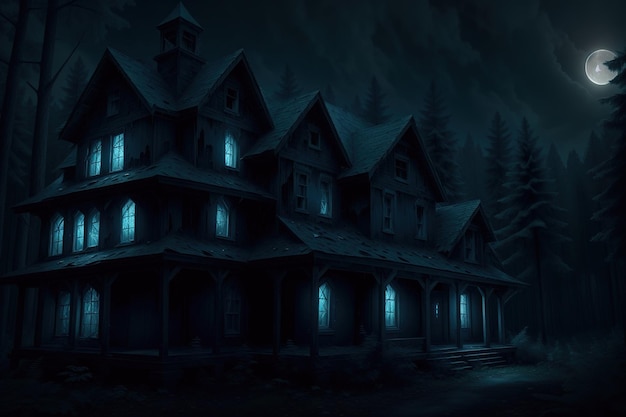 The dark house in the forest