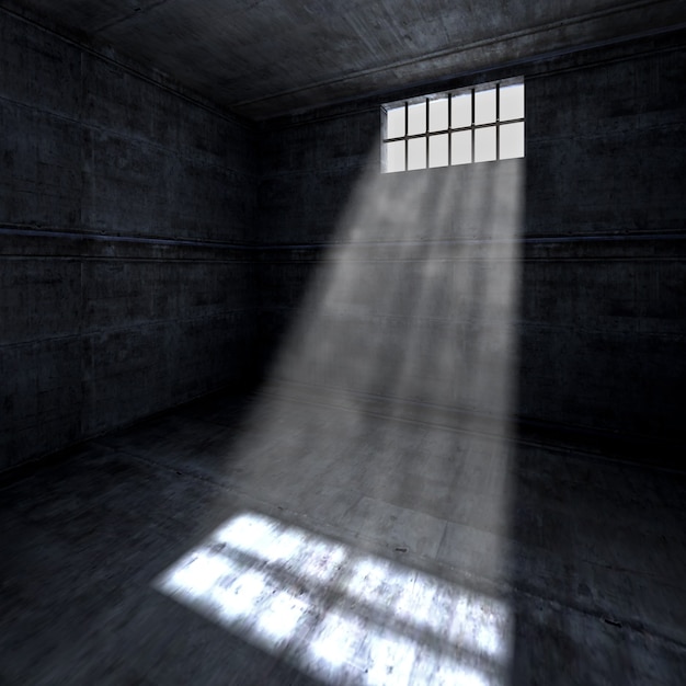 Dark indoor jail room