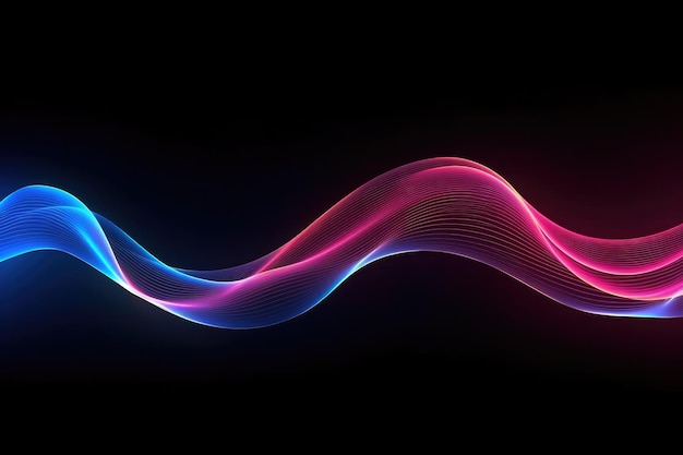 A dark isolated background featuring neon wave lights abstractly Generative AI