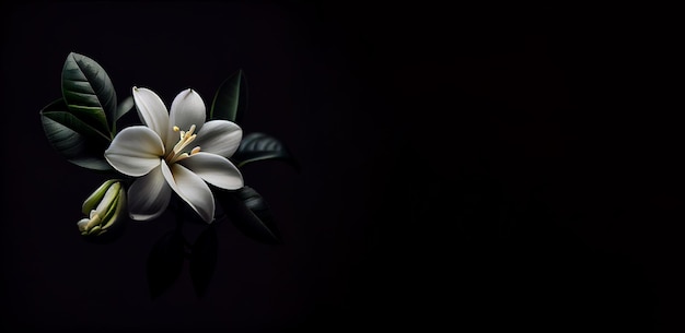 dark jasmine flower in black background