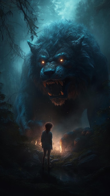 Premium AI Image  The dark night of the werewolf