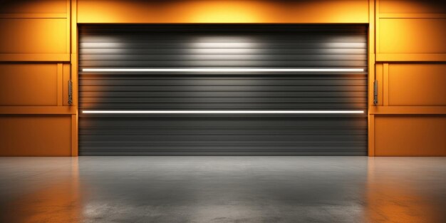 写真 ダークライト倉庫 ⁇ ガレージルーム ⁇ 空のコンクリート産業建築 ⁇ 床 ⁇ 背景壁建設