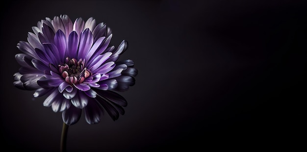 Dark lilac flower in black background