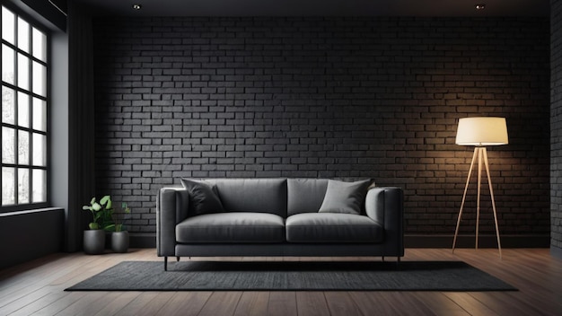 Dark living room interior