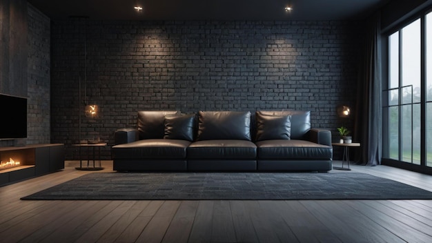 Photo dark living room interior