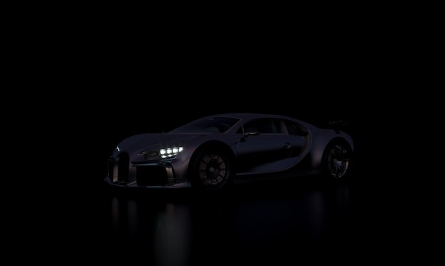 Dark luxury sports car on a black background