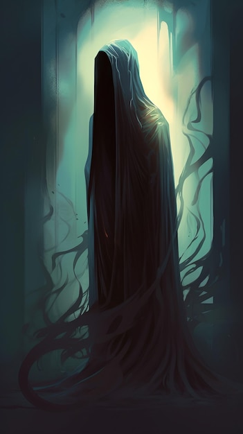 dark magical creature in black cloak