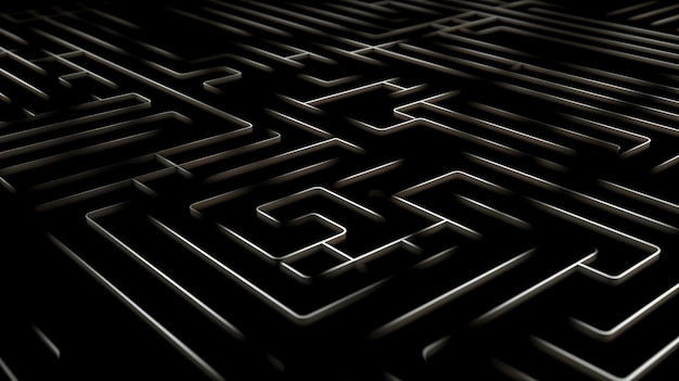 Dark maze concept of solution finding the way