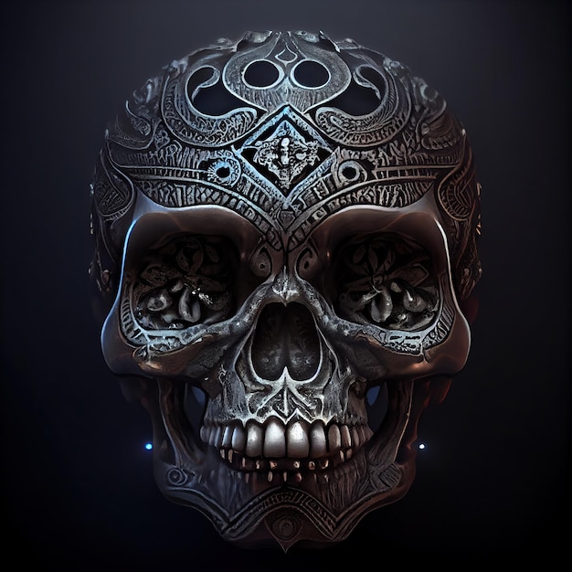 写真 暗いメキシコの頭蓋骨の暗い背景