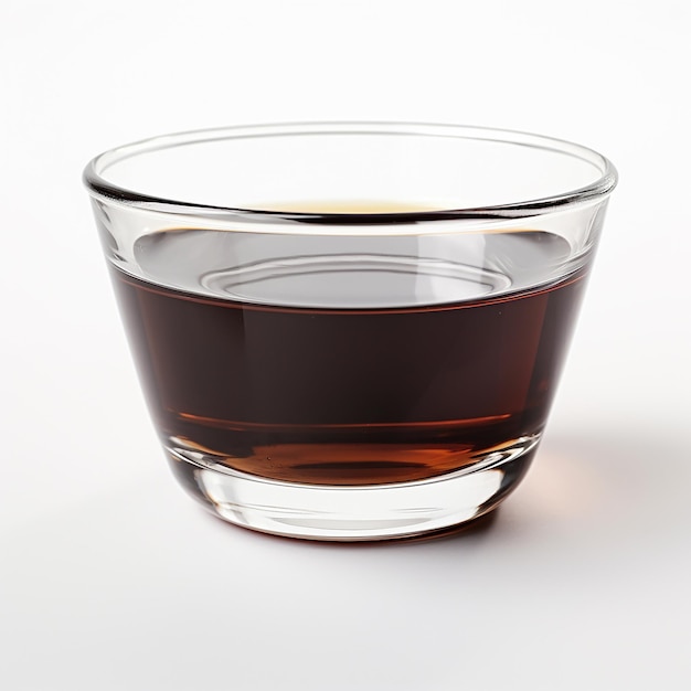 Dark Molasses in a Glass Bowl on a White Background
