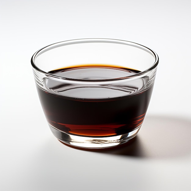 Dark Molasses in Glass on White Background