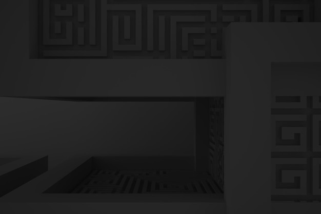 Dark monochrome minimal geometry background with maze