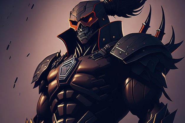 Dark monster knight with mask and armor Generative AI