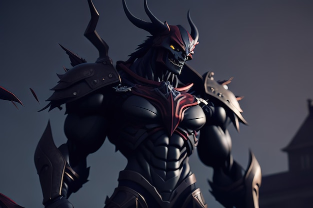 Dark monster knight with mask and armor Generative AI