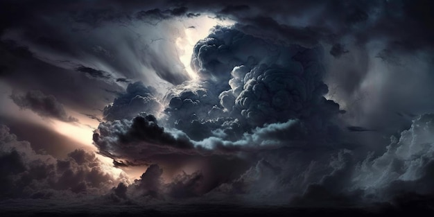 Dark moody storm clouds Ominous weather warning generative ai