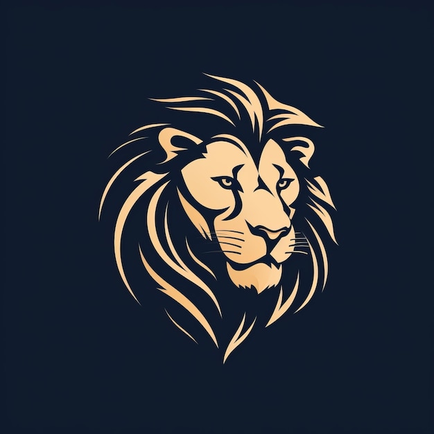 Dark Navy And Beige Lion Head Logo Design