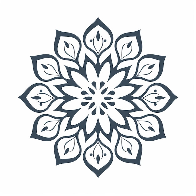 Photo dark navy mandala flower icon khmer art inspired vector illustration