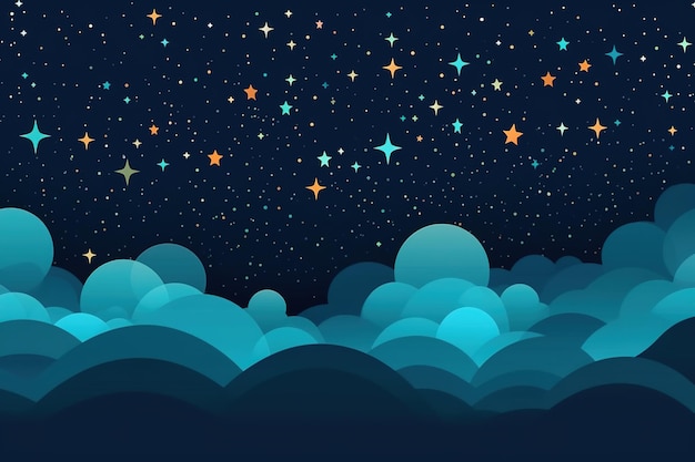 A dark night sky with clouds and stars