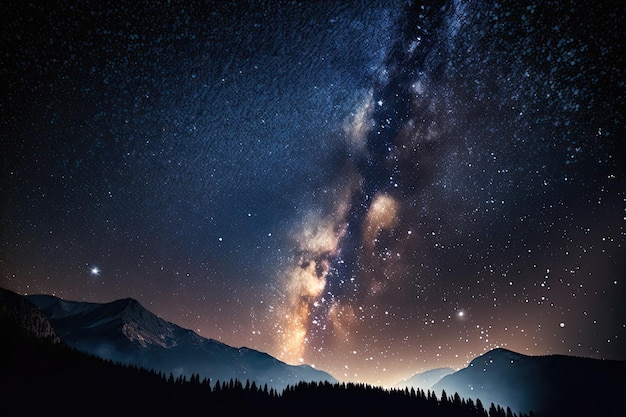 Темное ночное небо со звездами и млечным путем