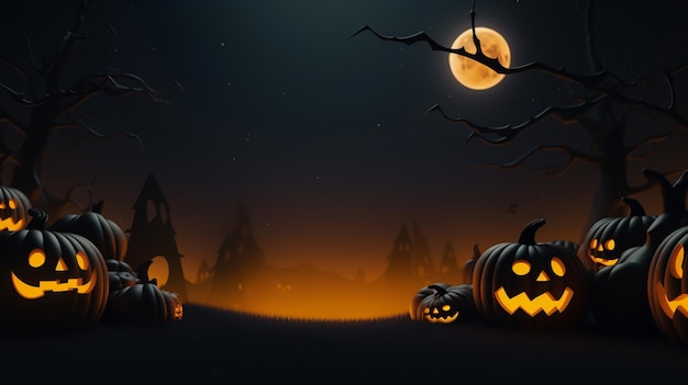 a dark night with pumpkins and pumpkins