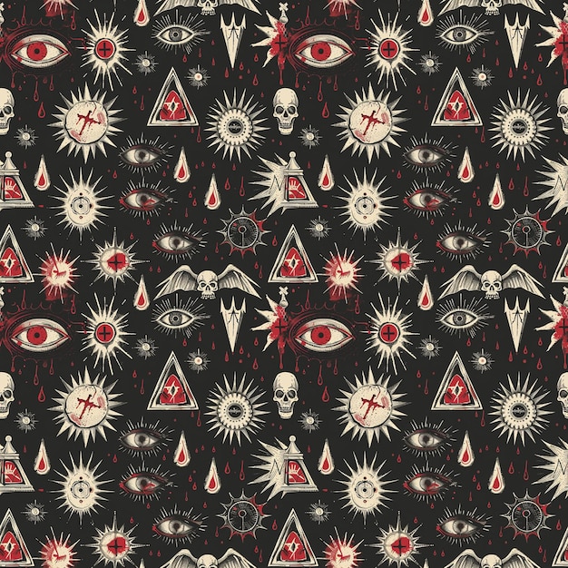 Dark Occultism Vector Seamless Pattern Design