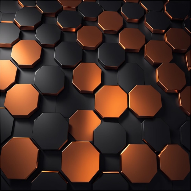 Dark and Orange Shaped Hexagon Abstract