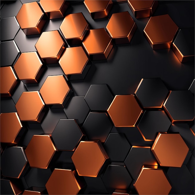 Dark and Orange Shaped Hexagon Abstract