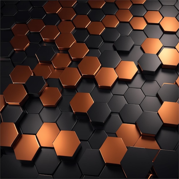 Dark and Orange Shaped Hexagon Abstract