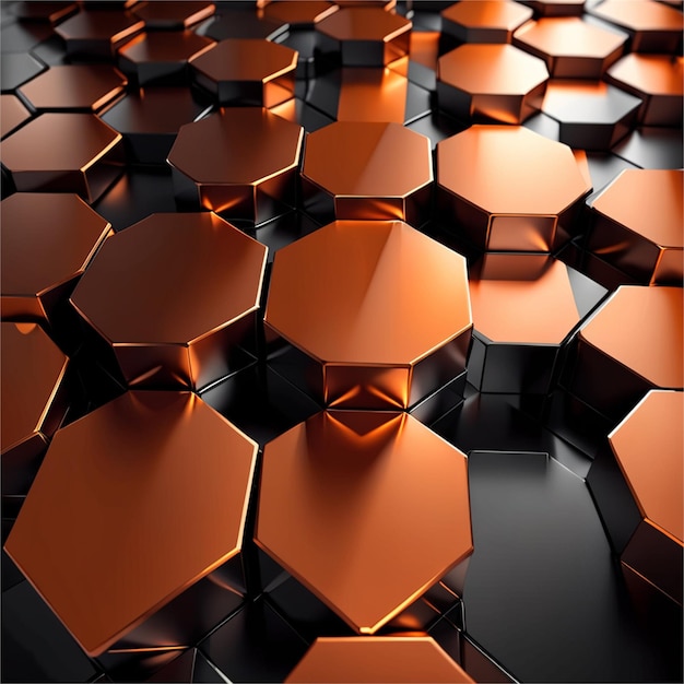 Dark and Orange Shaped Hexagon Abstract