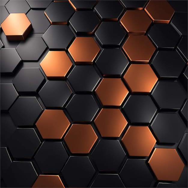 Dark and Orange Shaped Hexagon Abstract