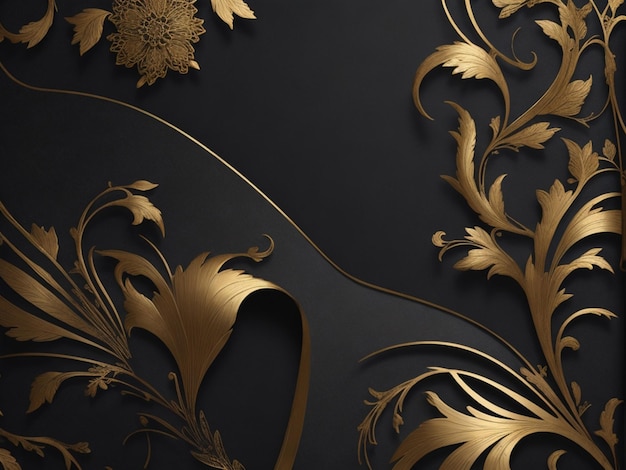 Dark paper layers background with golden details