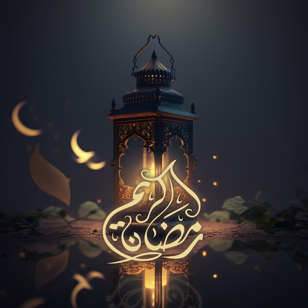 Темное фото лампы со словами рамадан посередине.