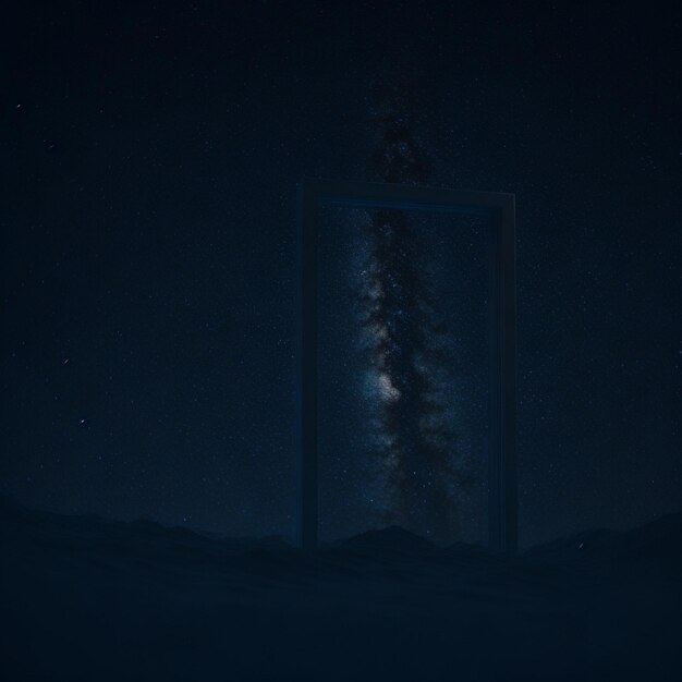 A dark picture of a door with the moon and stars on it.