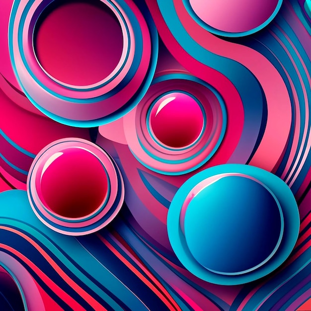 Dark Pink Blue vector template with bubble shapes AI_Generated