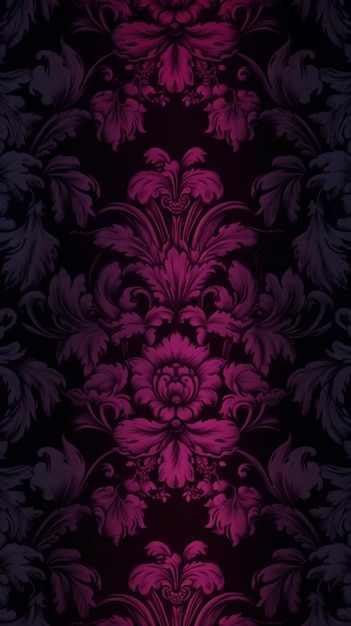 Photo a dark and pink wallpaper with a floral pattern generative ai