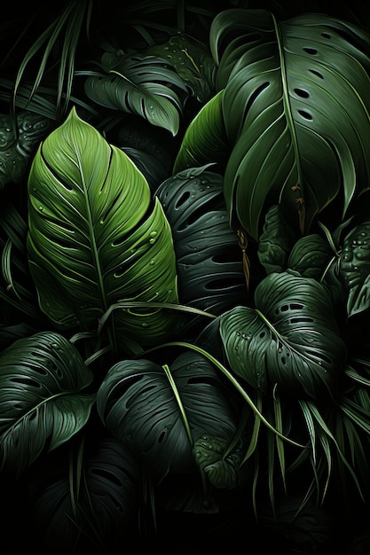 Dark plant backdrop created with generative AI