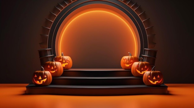 Dark podium for Halloween sale promotion or product Halloween minimal scene 3D podium platform