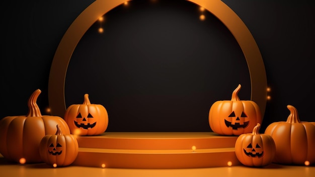 Dark podium for Halloween sale promotion or product Halloween minimal scene 3D podium platform