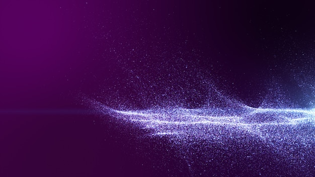 Dark purple background with small particles gathered together into waves.