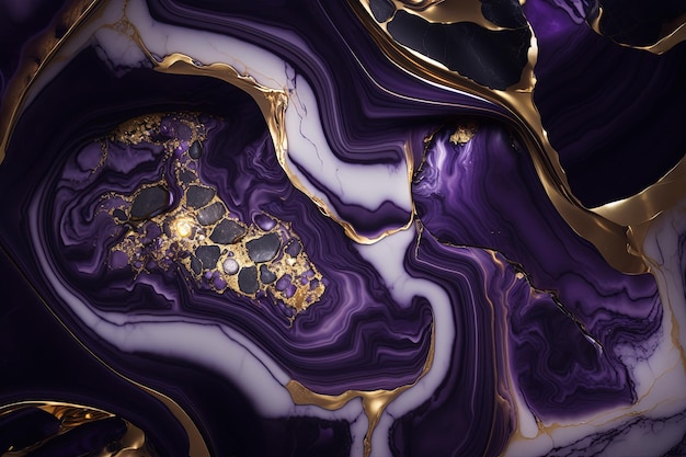 Темно-фиолетовый и золотой мраморный фон Роскошный мраморный камень текстура Пригласительный фон