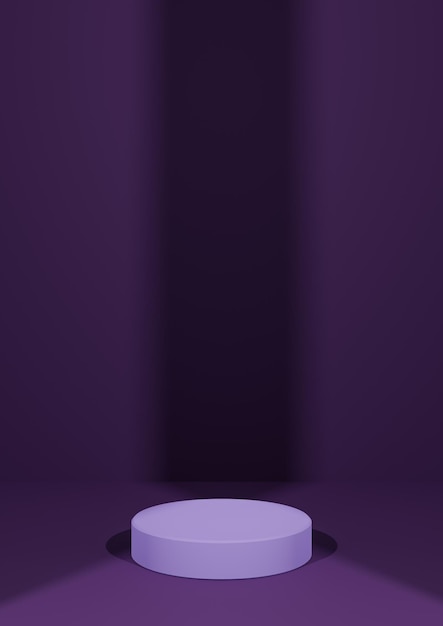 Dark purple rendering minimal blank product photography display background cylinder podium stand