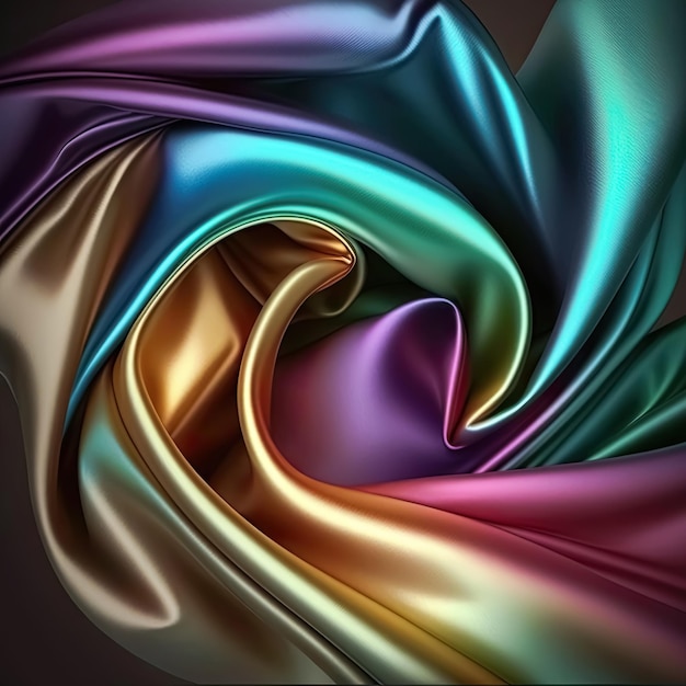 Photo dark rainbow colors abstract shiny plastic silk or satin wavy background generative ai