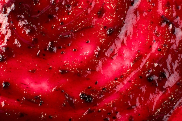 Dark Red Berry Jam Spreaded on Flat Background or