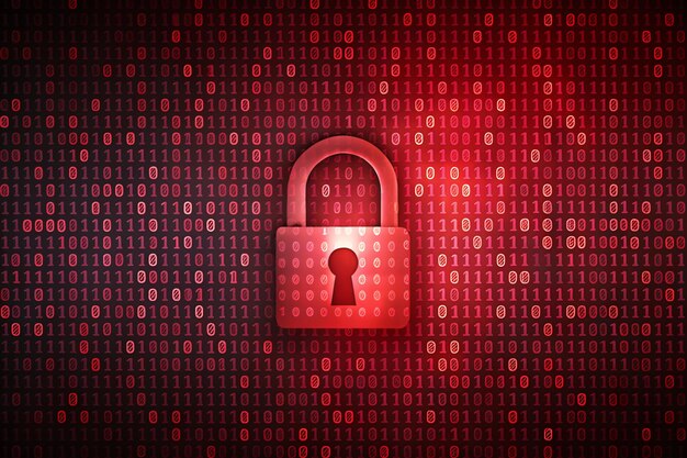 Dark Red BG with Binary Code Data Breach | Premium AI-generated image