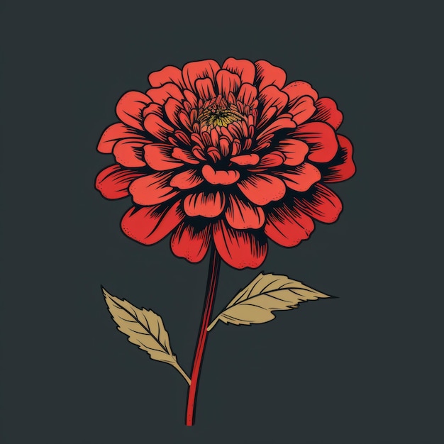 Dark And Red Dahlia Flower Vector Illustration For Room Decoration