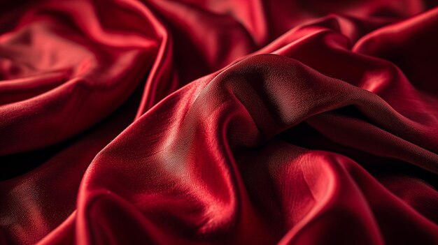 暗い赤い織物または ⁇ 維の背景のクローズアップショット