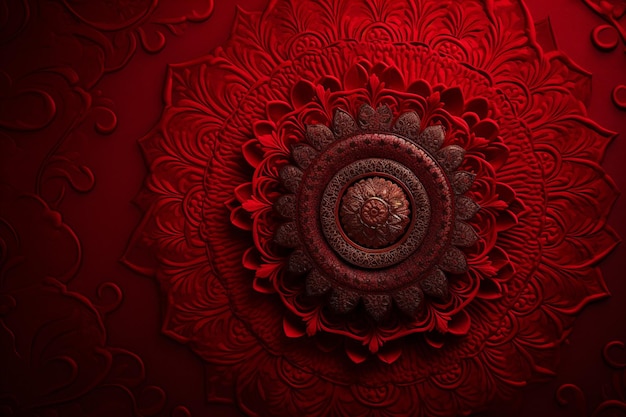 Photo dark red luxury mandala background for an elegant touch