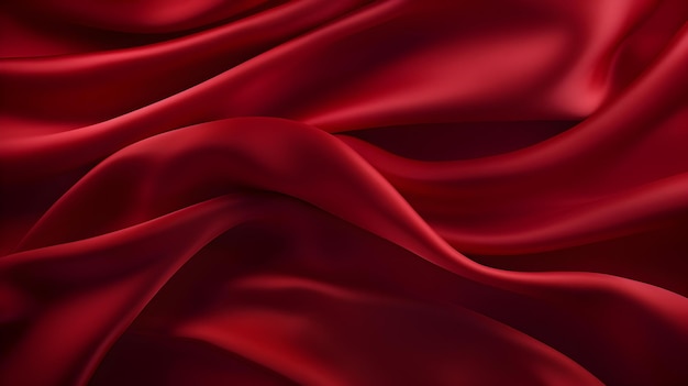 Dark Red Silk Fabric Texture with Beautiful Waves Elegant Background for a Luxury Product