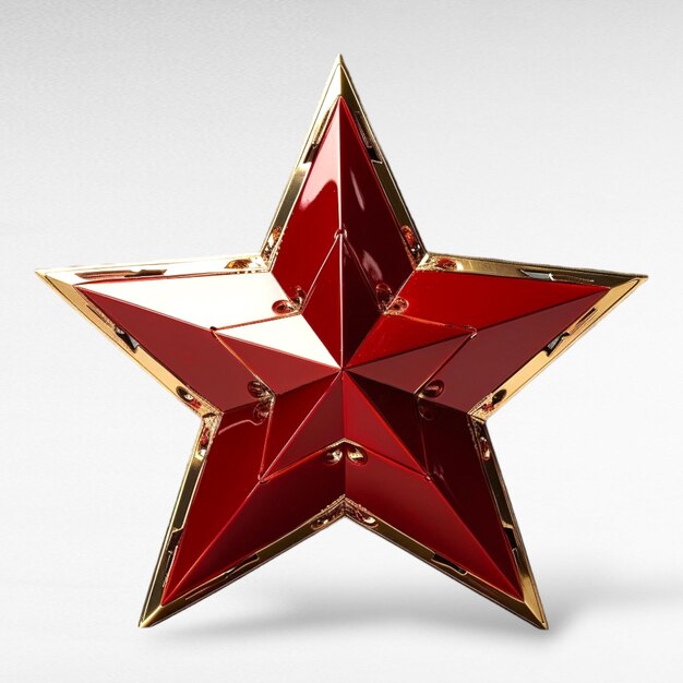 Dark red star on a transparent background in the style of soviet realism gemstones white and bronze tones Generative AI