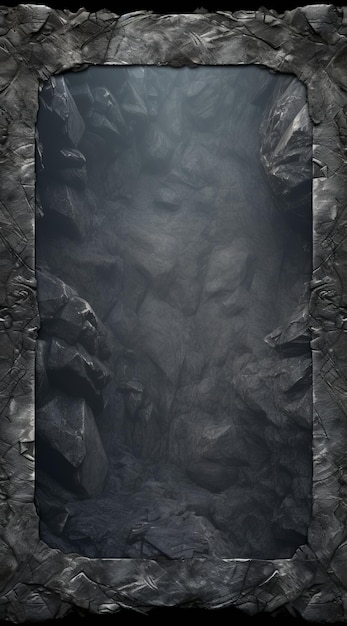 Фото Темный скалистый интерьер пещеры с грубыми каменными стенами